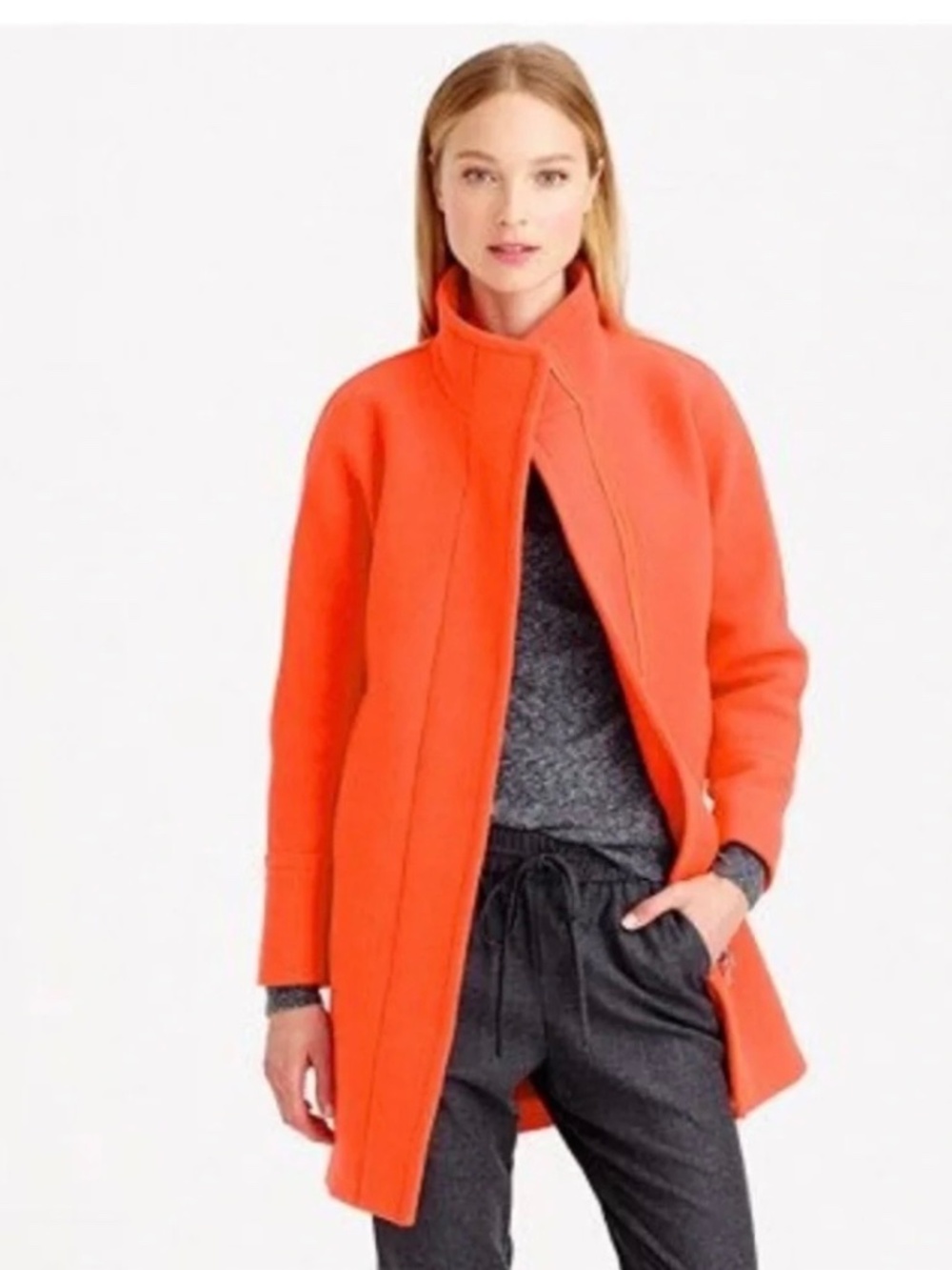J. Crew Stadium Cloth Cocoon Wool Coa in Burnt Orange Sz 8
